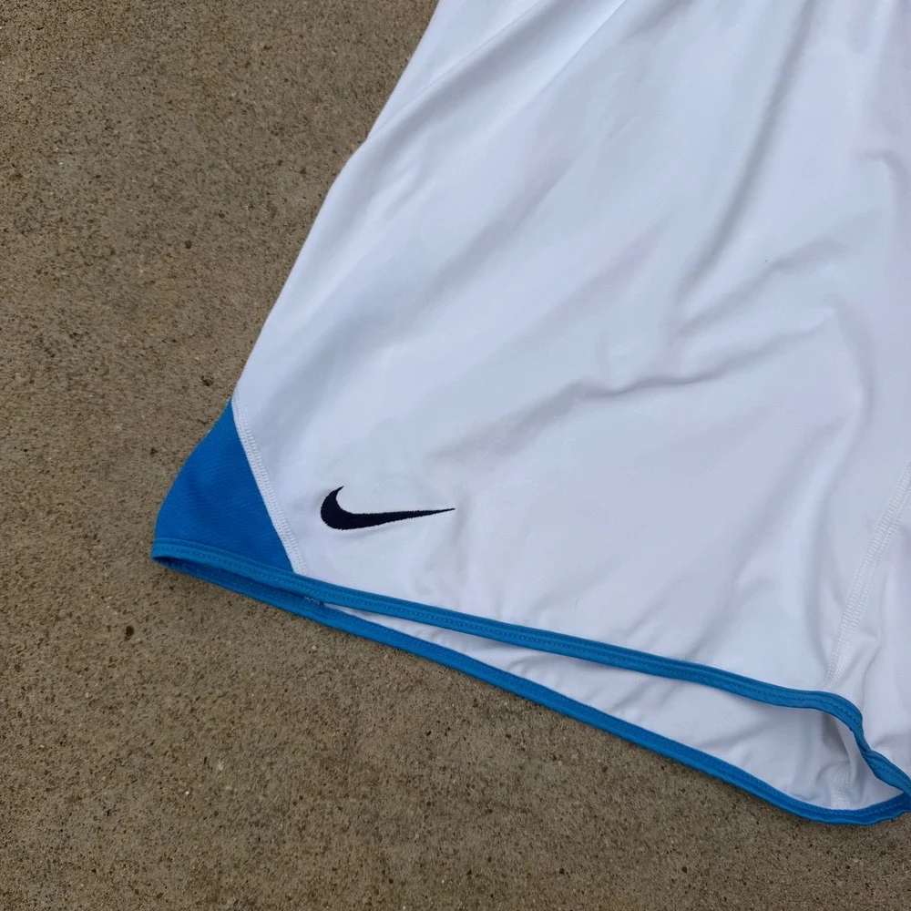NIKE | Mens Soccer Athletic Shorts 3XL White Blue Vintage Athleisure Dri-FIT